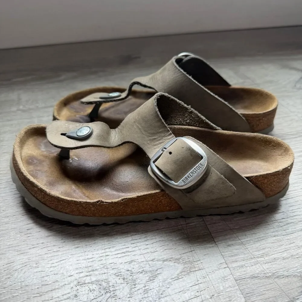 Birkenstock Gizeh Natural Leather Big Buckle Womens Sandals 39 Regular Width - Picture 3 of 9